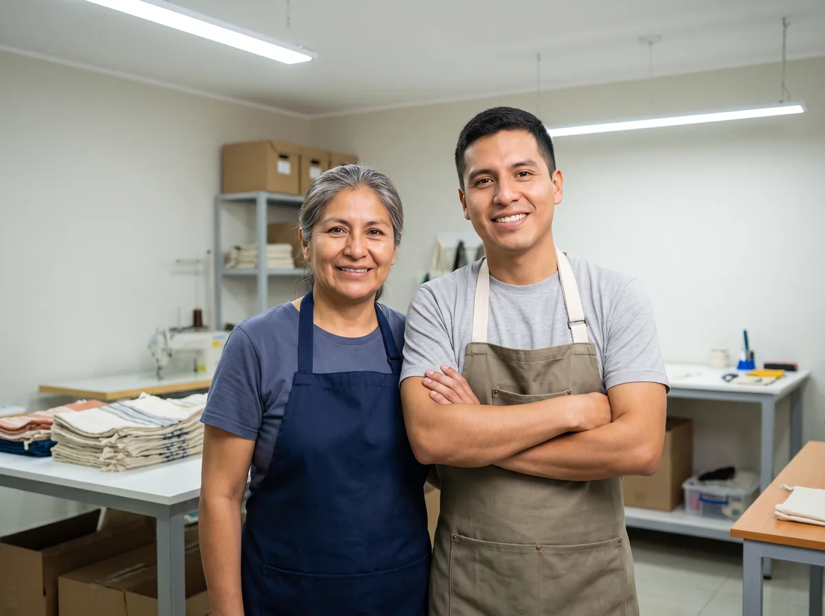 Madre e hijo en su negocio familiar